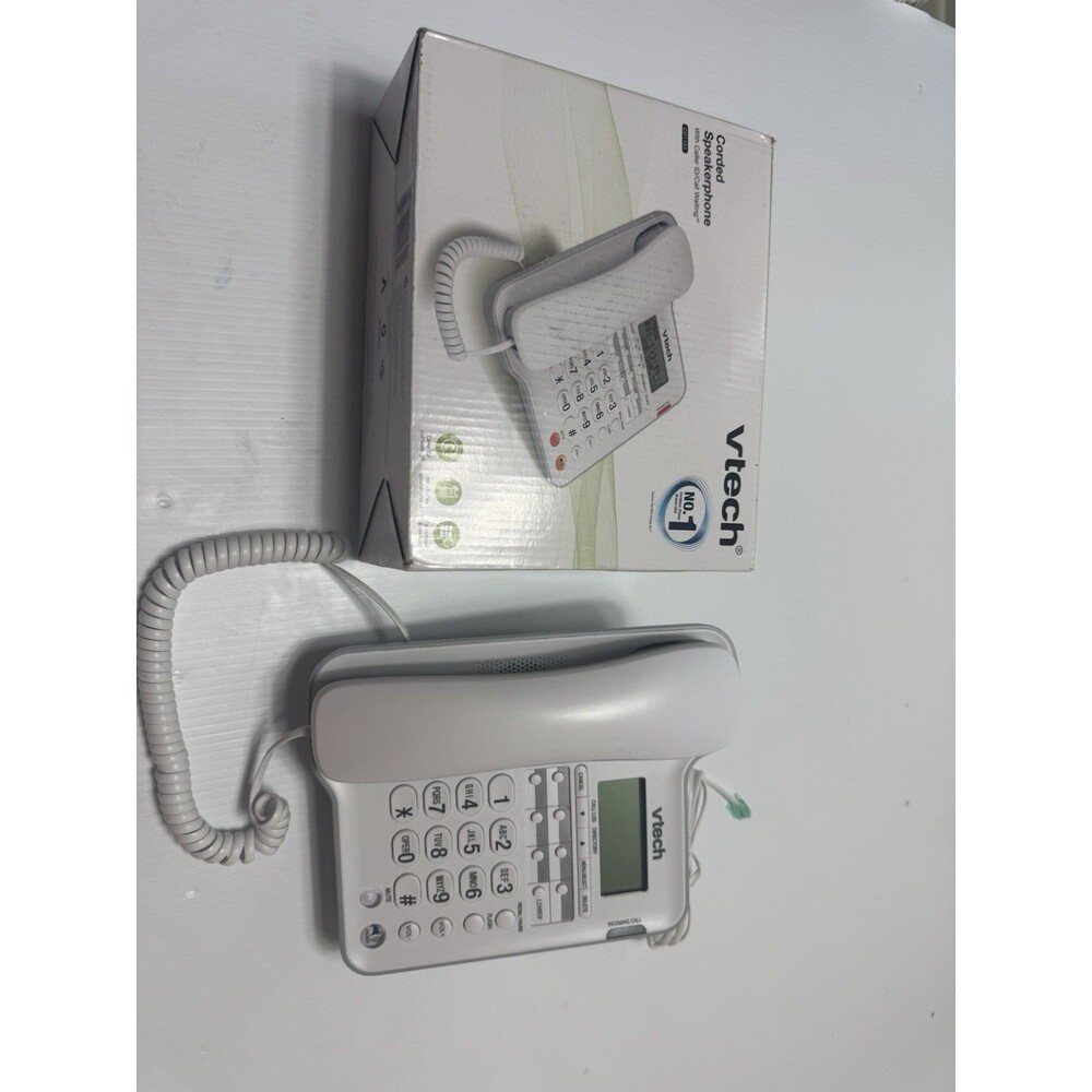VTech CD1153 Corded Telephone Caller ID Call Waiting White w/ Box Untested